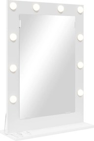 vidaXL Toalett Tükör tükörrel Fehér 70 x 50 x 18 cm Üveg és mérnöki fa
