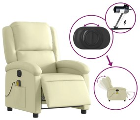 krémszínű valódi bőr elektromos dönthető masszázsfotel