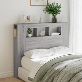 szürke sonoma szerelt fa LED-es fejtámla 120 x 18,5 x 103,5 cm