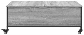 szürke sonoma szerelt fa dohányzóasztal kerekekkel 91x55x34 cm