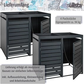 STILISTA  Szekrény 4 szemetesre 264 x 124 x 80 cm antracit