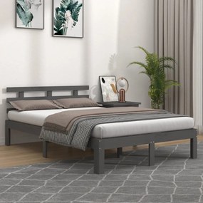 King Size szürke tömör fa ágykeret 150 x 200 cm