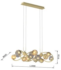 Wofi 7015-1404 - LED Csillár zsinóron METZ 14xG9/3,5W/230V arany/szürke