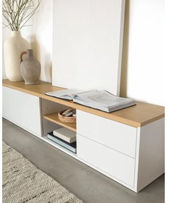 Fehér TV-állvány 200x44 cm Abilen – Kave Home