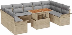 vidaXL Kerti Kanapé Szett tárolóval 10 pcs Bézs Poli rattan