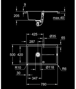 GROHE 31639AP0 - Mosogató K400 780 × 500 mm kő/fekete