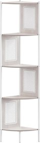 5 szintes sarokpolc, könyvespolc polirattan oldalakkal, 156x32x32 cm, zab bézs