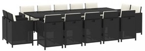 15 részes szürke polyrattan kerti étkezőgarnitúra párnákkal