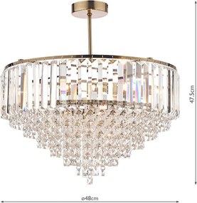 LAURA ASHLEY 3637913-Q VIENNA Kristály Mennyezeti Lámpa Antik Sárgaréz, Fehér G9 IP20