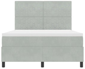Boxspring Ágy Matrac nélkül Világosszürke 140x190 cm Bársony