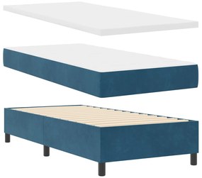 Boxspring Ágy Mattal Sötétkék 90x200 cm Bársonyos