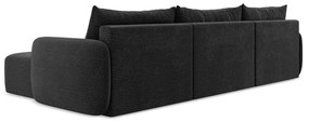 Fekete kinyitható-tárolóhelyes sarokkanapé Kalena – Makamii