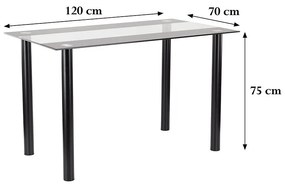 Riona 120 cm szögletes üveg étkezőasztal