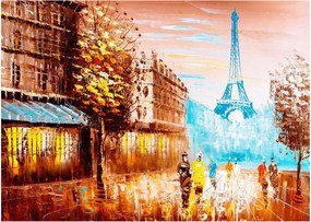 Üveg kép - Esős idő és az Eiffel-torony (70x50 cm)