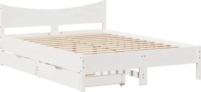 vidaXL fehér tömör fenyőfa ágykeret fiókokkal 120 x 200 cm
