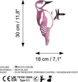 Bird fém kerti dísztárgy, 30×18 cm