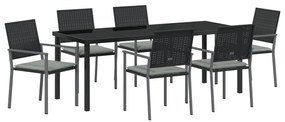 4-es szett Fekete PE rattan, porszórt acél 54x62.5x89 cm