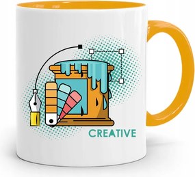 Sárga Bögre Ajándék Kreatív Grafikusoknak fényképes nyomtatással