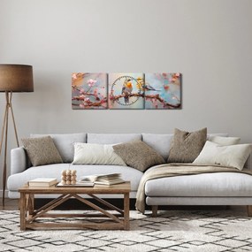 Kép - Lovebirds (órával) (90x30 cm)