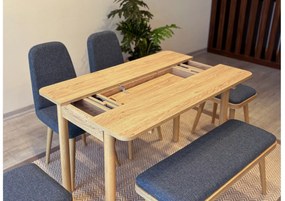 Étkezőgarnitúra(Kihúzható asztal, szék) (6 db) Vina Mini 03 1048 - Tölgy, Sötétkék