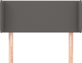 szürke műbőr szárnyas fejtámla szárnyakkal 93x16x78/88 cm