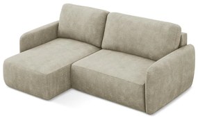 Bézs zsenília kinyitható-tárolóhelyes sarokkanapé (bal oldali-heverő résszel) Lilo – Makamii