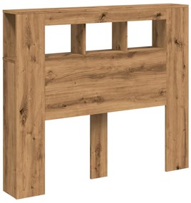 kézműves tölgyszínű szerelt fa LED-es fejtámla 120x18,5x103,5cm