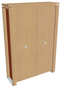 Verno+ S magas szekrény 140 x 46 x 210 cm, világos tölgy / narancs