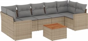 vidaXL 8 részes vegyes bézs polyrattan kerti ülőgarnitúra párnákkal
