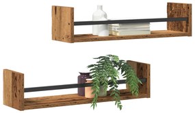 Falipolcok 2 db Régi fa 60x16x14 cm Műgyanta