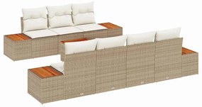 vidaXL Kerti Kanapé Szett párnával tárolóval 8 pcs Bézs Poli rattan