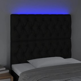 fekete szövet LED-es fejtámla 100x7x118/128 cm