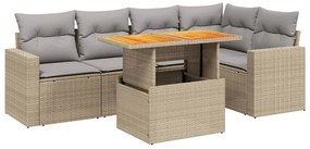 vidaXL 6 részes bézs polyrattan kerti ülőgarnitúra párnával