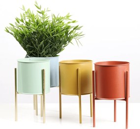 2 darabos virágtartó szett, kék/neo mint/arany, ROZEL SET