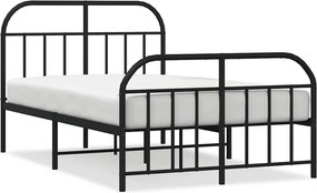 vidaXL fekete fém ágykeret fej- és lábtámlával 120 x 200 cm