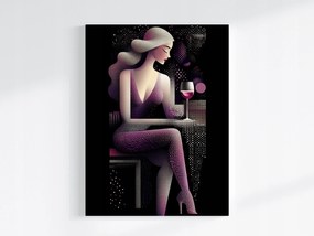 Poszter Nő Bár Klub Bor Retro Glamour Art Deco 75x100