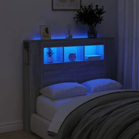 szürke sonoma szerelt fa LED-es fejtámla 120 x 18,5 x 103,5 cm