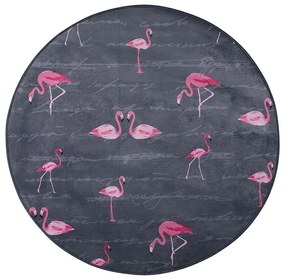 Szürke flamingómintás szőnyeg ⌀ 120 KERTE Beliani