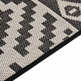 fekete csíkos lapos szövésű kültéri szőnyeg 100 x 200 cm