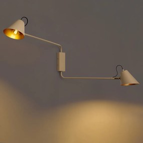 Modern fali lámpa taupe arany színű belsővel állítható 2 fényforrású - Lune