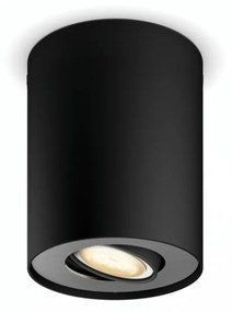 Philips Hue Pillar fekete mennyezeti spotlámpa, billenthető spotfejjel, White Ambiance, 1x5,5W, 350lm, 2200-6500K változtatható fehér, 1xGU10 LED fényforrás + DimSwitch, 8719514338449