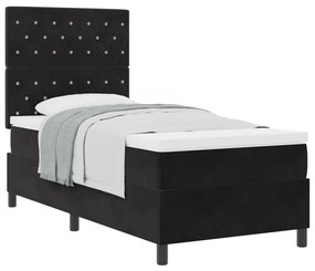 Boxspring Ágy Matracokkal Fekete 100x200 cm Bársonyos
