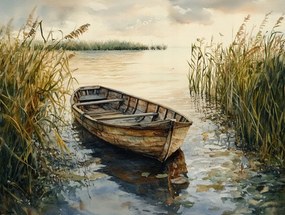 Vászonkép Canvas Tájkép Tó Víz Csónak 100x75