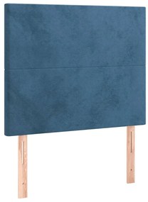 sötétkék bársony rugós ágy matraccal 120 x 200 cm