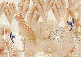 Fotótapéta Arany Levelek Leopárd Glamour 520x318