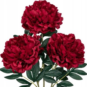 3 Db Bazsarózsa Peonia Művirág 74 CM Piros
