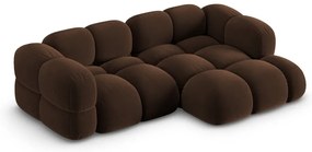 Sötétbarna bársony sarokkanapé (jobb oldali-heverő résszel) Loretto – Cosmopolitan Design