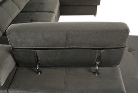 Ülőgarnitúra, szürkésbarna taupe, jobbos, LAMORA U