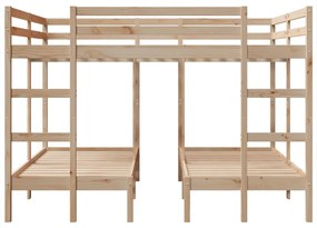 tömör fenyőfa tripla emeletes ágykeret 160x200/80x160 cm