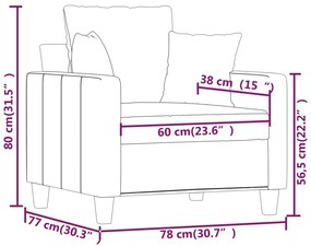 vidaXL világosszürke szövet kanapéfotel 60 cm